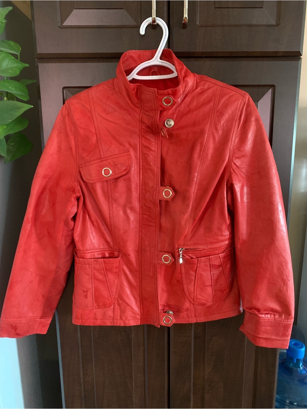 Marco Polo faux red leather jacket